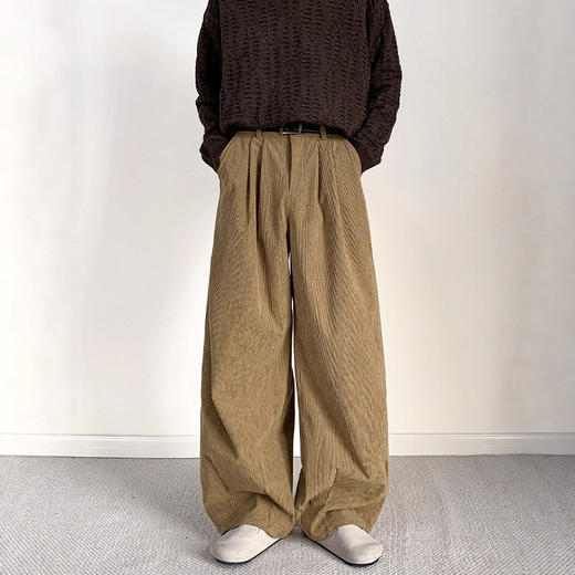 【GZ】无忧购灯芯绒男裤子秋冬加绒加厚老钱风宽松垂感阔腿休闲裤A8071（截单后3-5天发货) 商品图8