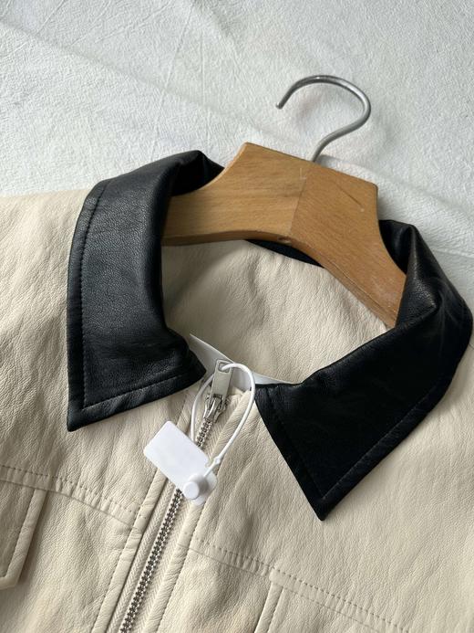 贝壳三 法式撞色翻领短款夹克外套短款巴恩风工装皮衣女C110802 商品图1