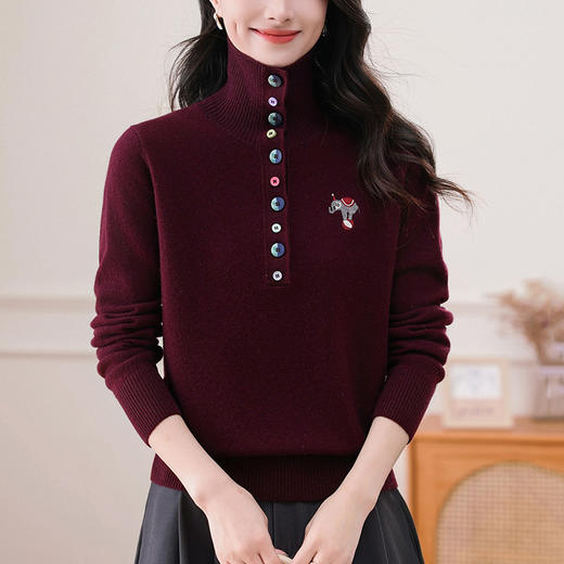 CC 13-98852翻领毛衣秋冬洋气遮肚上衣保暖羊毛衫 商品图1