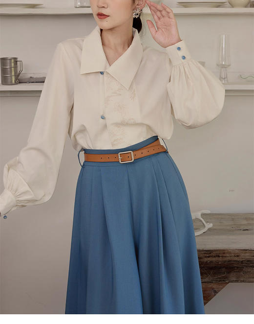 裁缝学苑AQ565长袖衬衫上衣国风阔腿裤通勤套装纸样女装汉服两件套样板 商品图5