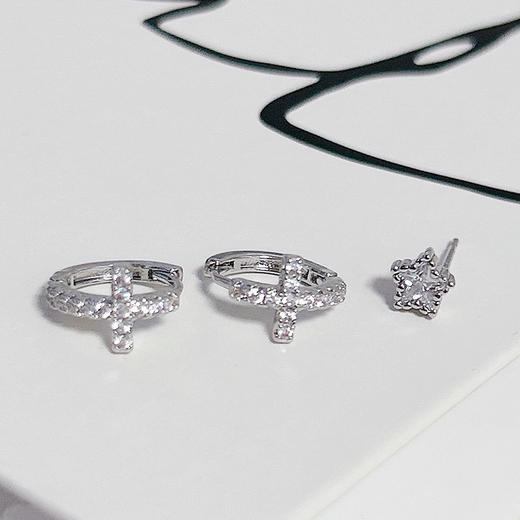 高级感银针超闪十字架耳扣组合-纪念日百货门店同款167596230 商品图2