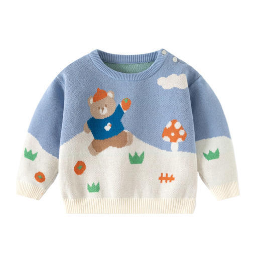 欢乐小熊针织纯棉A类婴儿毛衣秋冬拼色男童毛衣加厚帅气宝宝毛衣 商品图4