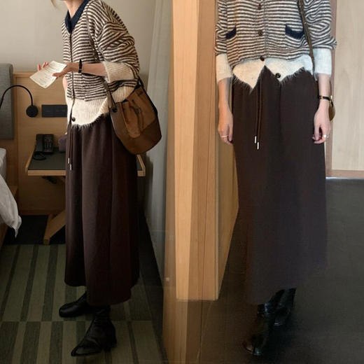 【暖糯亲肤，收腰显瘦】【时髦百搭，慵懒自在】秋冬新款软糯洋绒半身裙女高级感中长款加绒高腰包臀裙百搭直筒裙 商品图4