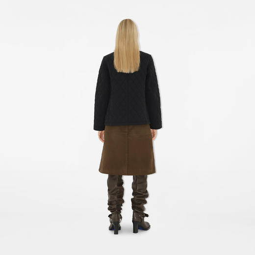 【一】BURBERRY 巴宝莉 女士 B 字盾徽标刺绣绗缝尼龙夹克棉服 黑色 8096917 C1900 商品图5