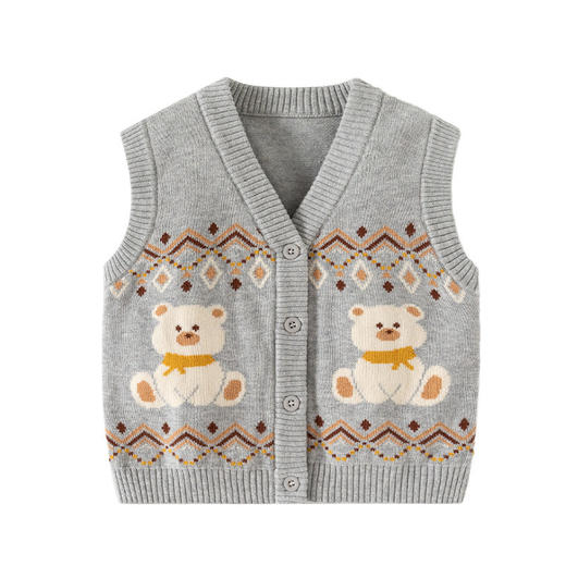 快乐小熊柔软可爱纯棉婴儿马甲A类秋冬婴儿马甲开衫针织宝宝马甲 商品图4