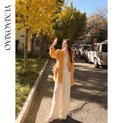 余潇潇【自在老钱】绵羊毛混纺垂坠慵懒风百搭舒适抽绳阔腿休闲裤 商品图4