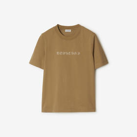 【一】BURBERRY 巴宝莉 女士佩斯利徽标棉质圆领短袖T恤 驼色 8099832 C1493