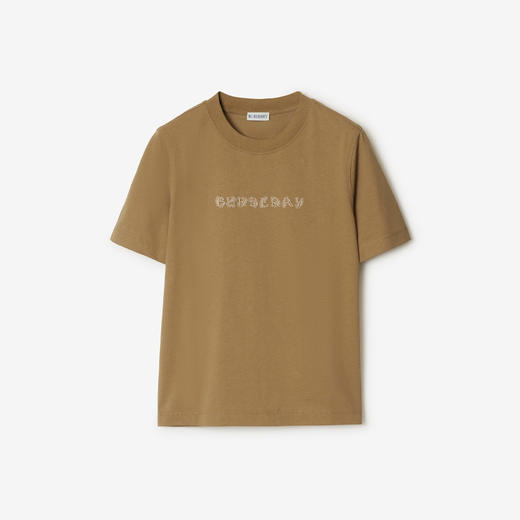 【一】BURBERRY 巴宝莉 女士佩斯利徽标棉质圆领短袖T恤 驼色 8099832 C1493 商品图0