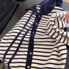慵懒风！条纹撞色纽扣连帽针织开衫！2025女秋冬外穿休闲时尚宽松毛衣外套！ 商品缩略图3
