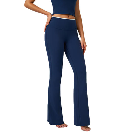 跃牌【轻匀系列】裸感运动喇叭裤撞色高腰速干阔腿长裤运动跑步健身微喇裤CK9123 商品图4