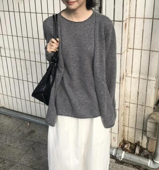 自留推荐！假两件羊绒开衫 baby cashmere手感无敌 抗起球工艺！云朵感羊绒针织衫 商品图2