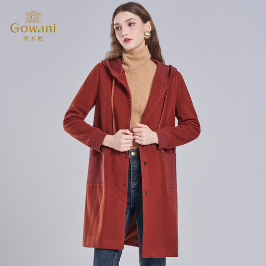 【羊绒】乔万尼新品羊毛羊绒大衣减龄连帽设计直筒显瘦百搭EI4A576 商品图1