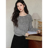 鹿向南「知性冷调」钩花镂空灰色毛衣女秋冬季内搭针织衫长袖上衣 商品缩略图2