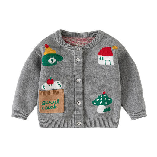 口袋小象针织纯棉婴儿毛衣外套秋冬A类宝宝毛衣开衫加厚男童毛衣 商品图4