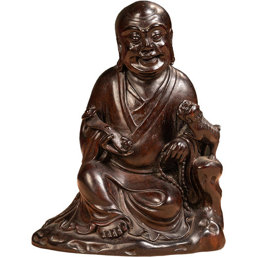 清	紫檀木雕戏狮罗汉像 商品图5