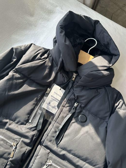 贝壳三 工装风口袋宽松厚实连帽羽绒服女中长款百搭棉服C110808 商品图2