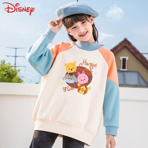 迪士尼童装女童冬装洋气卫衣中长款儿童卫衣加绒加厚女宝冬季上衣 商品图0