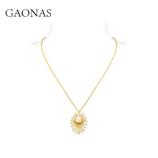 GAONAS 仿珍珠吊坠 女士贵气百搭16mm金色珠项链11724XGO 商品图2