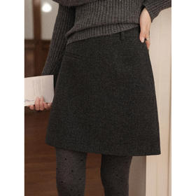 鹿向南「格雷香榭」小个子灰色半身裙女秋冬款洋气高腰显瘦短裙