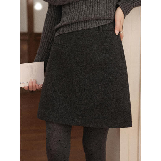 鹿向南「格雷香榭」小个子灰色半身裙女秋冬款洋气高腰显瘦短裙 商品图0