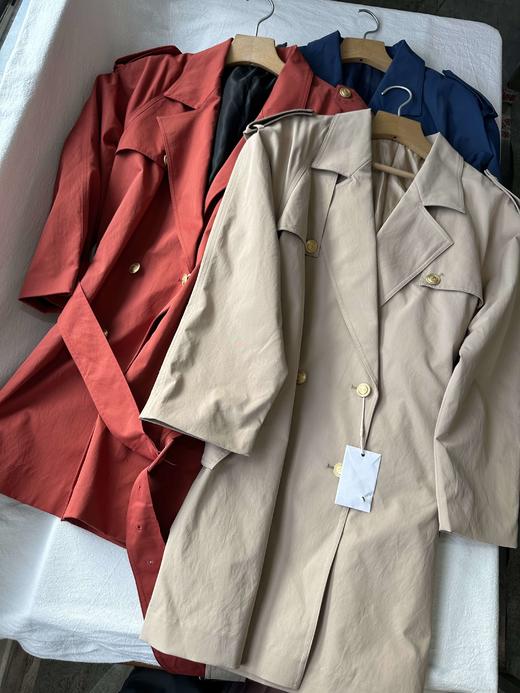 贝壳三 英伦风双排扣复古宽松风衣腰带收腰显瘦短款外套C110819 商品图0