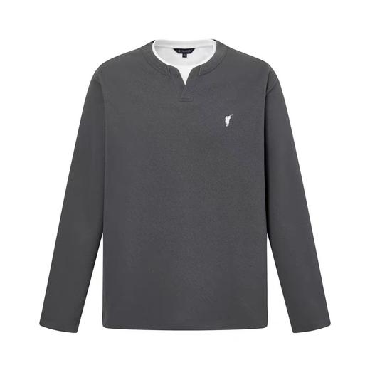 XXM POLOWALK男式长袖T恤2025秋季新品简约韩系拼接领口百搭休闲上衣 商品图1