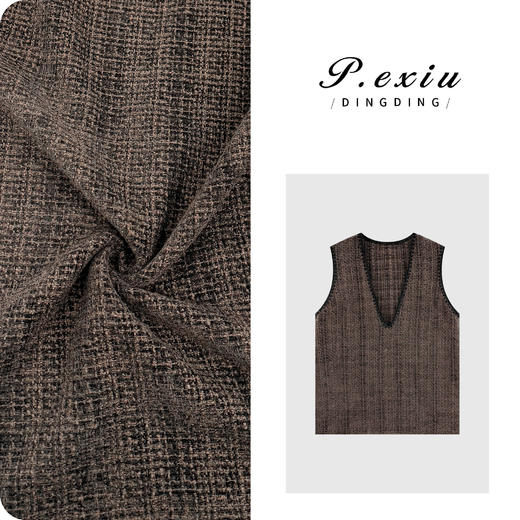 PanYiXiu/潘依绣羊毛复古精致小香风格纹编织V领无袖马甲M9095 商品图0
