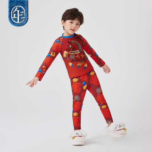 年衣童装儿童家居服冬季保暖睡衣居家套装马上有福家居服套装 商品图3