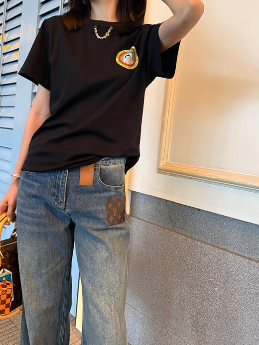 驴家 25年新品✖️Grace·Coddington联名的猫猫系列 黑色猫猫印花T恤(KX*MM) 商品图5