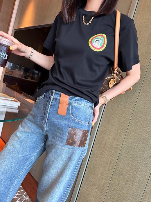 驴家 25年新品✖️Grace·Coddington联名的猫猫系列 黑色猫猫印花T恤(KX*MM) 商品图4