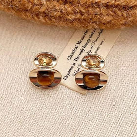 高级感虎眼石椭圆形耳钉轻奢复古风耳环-纪念日百货门店同款166994754