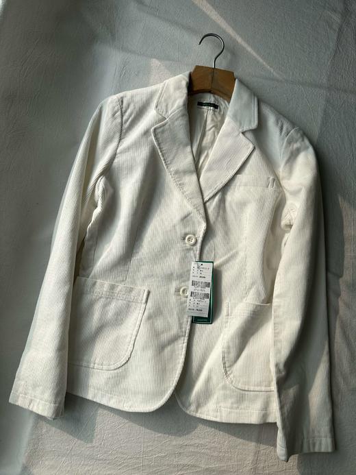 贝壳三 简约通勤白色灯芯绒质感西装外套收腰显瘦小西服C110804 商品图0