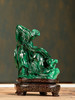 二十世纪	孔雀石雕嫦娥奔月山子摆件（红木座） 商品缩略图1