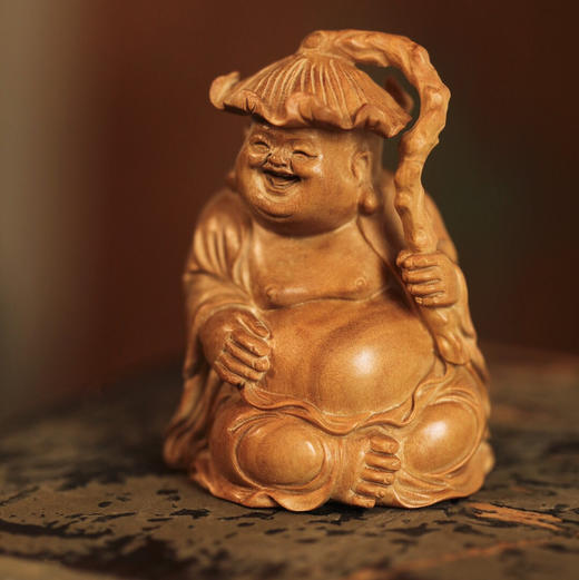 【青山特惠】老山檀香 | 和气生财·弥勒 摆件 一木雕成 b40 商品图5