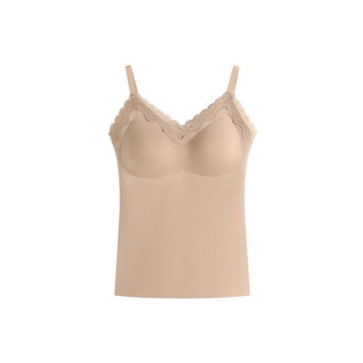 秋冬【店长强推！选2件更划算！】新款秋冬蕾丝吊带 羊绒蚕丝保暖背心 女固定杯内搭外穿打底保暖内衣 商品图4