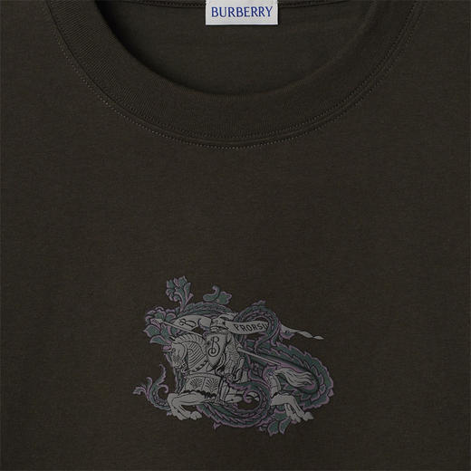 【一】BURBERRY 巴宝莉 男士佩斯利图案马术骑士徽标棉质圆领短袖T恤 棕色 8097878 C1423 商品图1