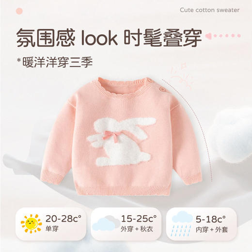 乖小兔花边领针织女童毛衣纯棉A类婴儿毛衣秋冬甜美可爱宝宝毛衣 商品图2