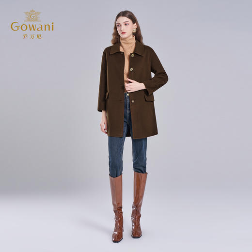 乔万尼冬新品干练系带H型绵羊毛短款大衣ET4A846 商品图2