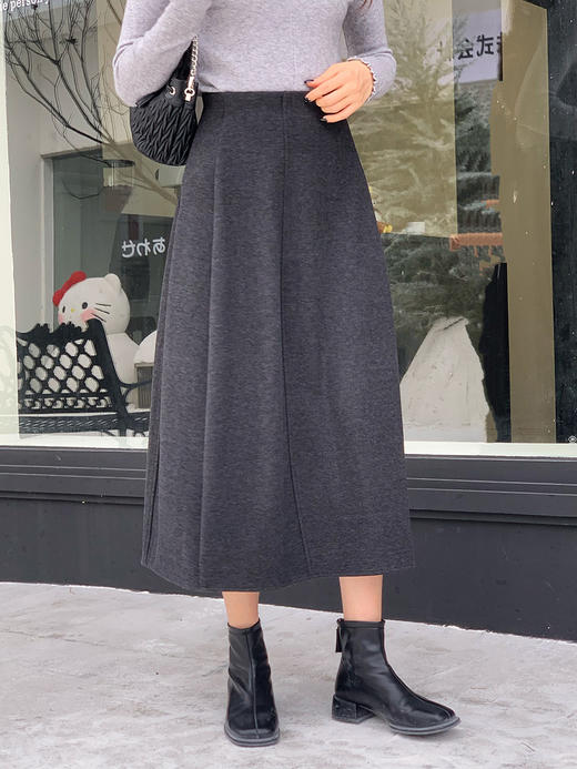【百图lulu定制】【醋酸羊毛半裙】六片式裁剪  松紧内折腰头 极简风  藏肚子 加绒 精致半身裙 商品图4