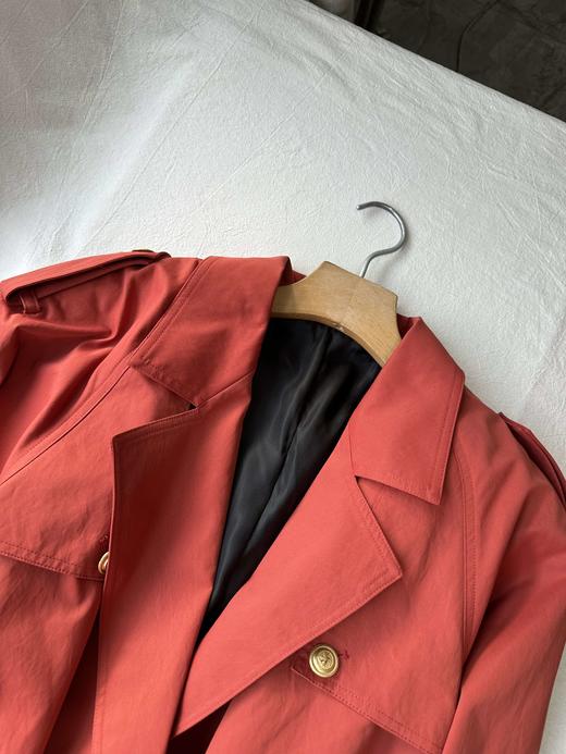 贝壳三 英伦风双排扣复古宽松风衣腰带收腰显瘦短款外套C110819 商品图4
