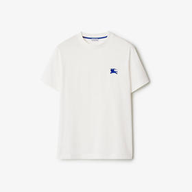 【一】BURBERRY 巴宝莉 男士马术骑士刺绣徽标棉质圆领短袖T恤 白色 8088295 B7347