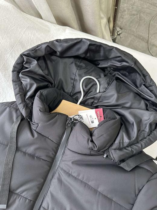 贝壳三 纯色绗缝中长款纯色棉服加厚保暖百搭女士棉衣C110823 商品图3