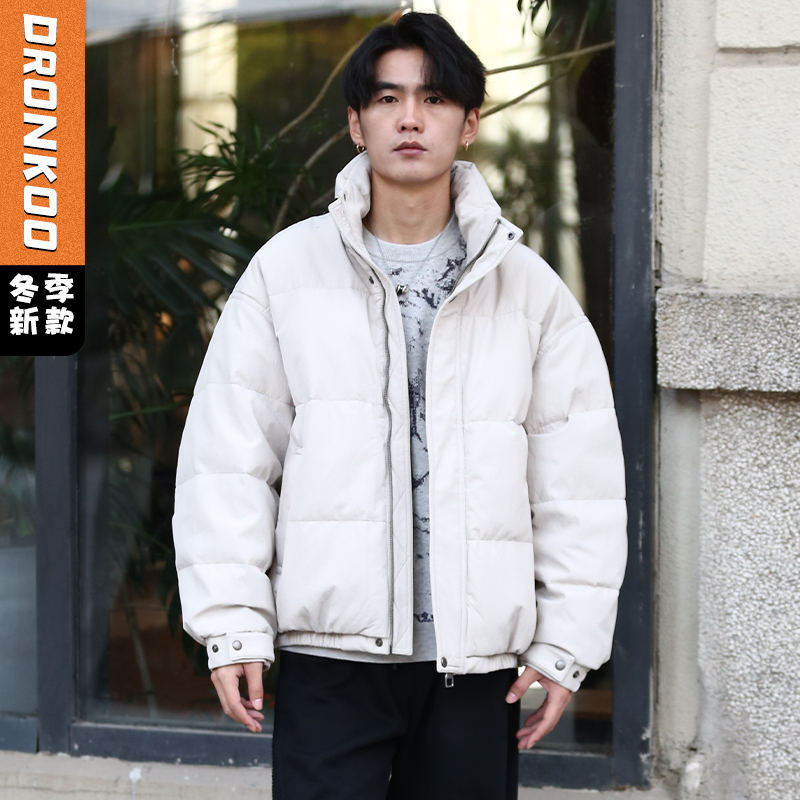 DRONKOO 2025 立领满幅肌理后幅刺绣下摆双层短款厚羽绒服