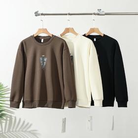 重磅高端美式复古字母印花圆领卫衣男装秋季新款宽松休闲长袖