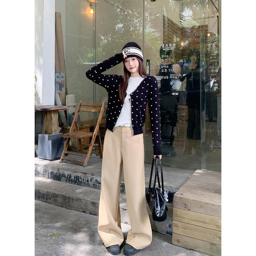 【149元任选2件】现货！黑色波点v领短款毛衣开衫 商品图4