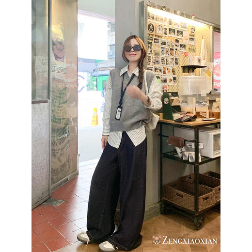 <曾小咸推荐> 现货秒杀！微信超特价！灰色v领针织马甲 日常139.99 立减70 秒杀69.99！条纹衬衫 日常179.99 立减90 秒杀89.99！ 商品图3