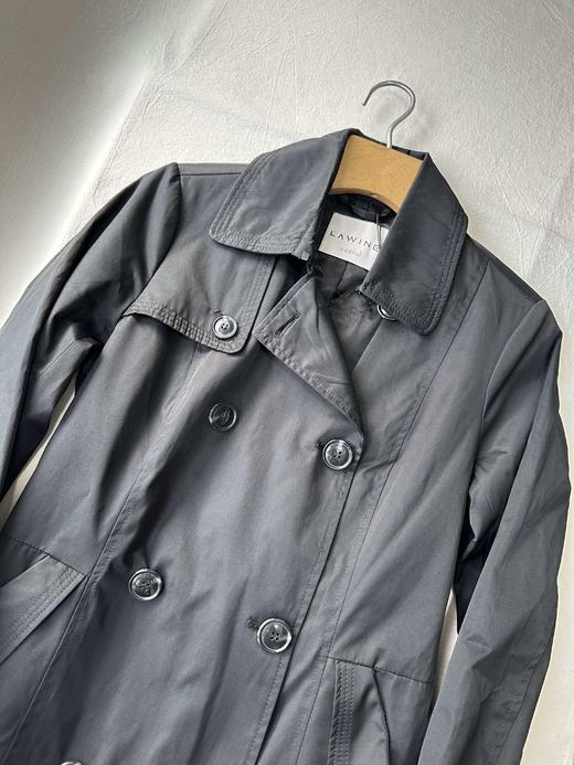贝壳三 气质百搭正肩收腰显瘦风衣双排扣棉质中长款外套C110820 商品图11
