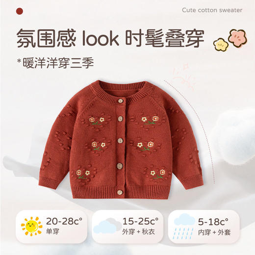 爱心绣花针织柔软女童毛衣开衫秋冬婴儿毛衣A类潮范韩版女童外套 商品图2