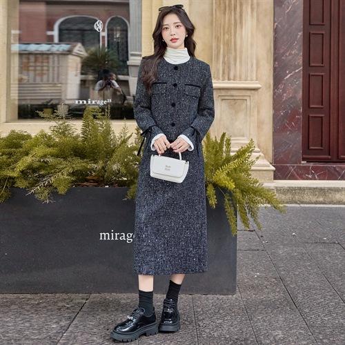 HR YJLY8679圆领撞色拼接粗花呢羽绒套装含30毛 商品图6