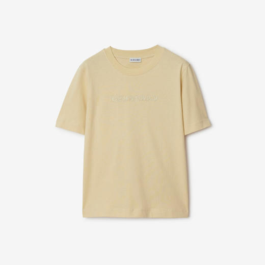【一】BURBERRY 巴宝莉 女士佩斯利刺绣徽标棉质圆领短袖T恤 浅黄色 8097925 C1490 商品图0